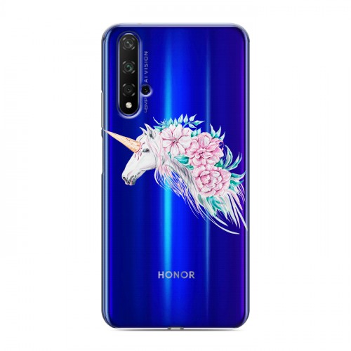 Полупрозрачный дизайнерский пластиковый чехол для Huawei Honor 20 Прозрачные цветочки