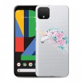 Полупрозрачный дизайнерский пластиковый чехол для Google Pixel 4 XL Прозрачные цветочки