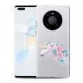 Полупрозрачный дизайнерский силиконовый с усиленными углами чехол для Huawei Mate 40 Pro Прозрачные цветочки