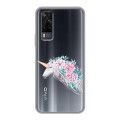 Полупрозрачный дизайнерский пластиковый чехол для Vivo Y31 Прозрачные цветочки