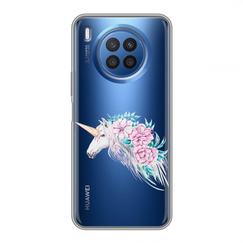 Полупрозрачный дизайнерский пластиковый чехол для Huawei Nova 8i Прозрачные цветочки