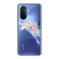 Полупрозрачный дизайнерский пластиковый чехол для Huawei Nova Y70 Прозрачные цветочки