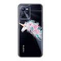 Полупрозрачный дизайнерский пластиковый чехол для Realme C35 Прозрачные цветочки