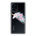 Полупрозрачный дизайнерский пластиковый чехол для XIaomi Poco F5 Прозрачные цветочки