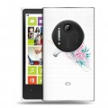 Полупрозрачный дизайнерский пластиковый чехол для Nokia Lumia 1020 Прозрачные цветочки