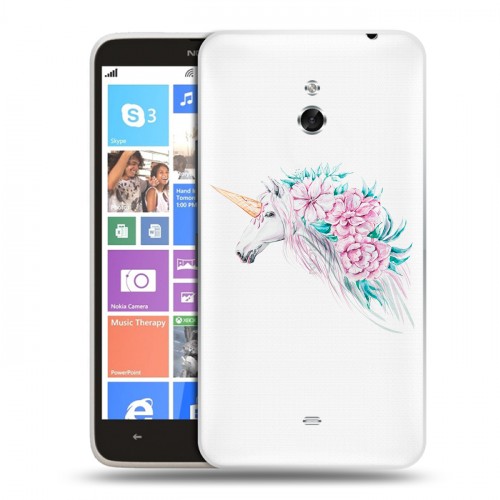 Полупрозрачный дизайнерский пластиковый чехол для Nokia Lumia 1320 Прозрачные цветочки
