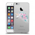 Полупрозрачный дизайнерский силиконовый чехол для Iphone 6 Plus/6s Plus Прозрачные цветочки