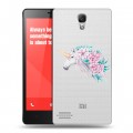 Полупрозрачный дизайнерский силиконовый чехол для Xiaomi RedMi Note Прозрачные цветочки