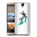 Полупрозрачный дизайнерский пластиковый чехол для HTC One E9+ Прозрачные цветочки
