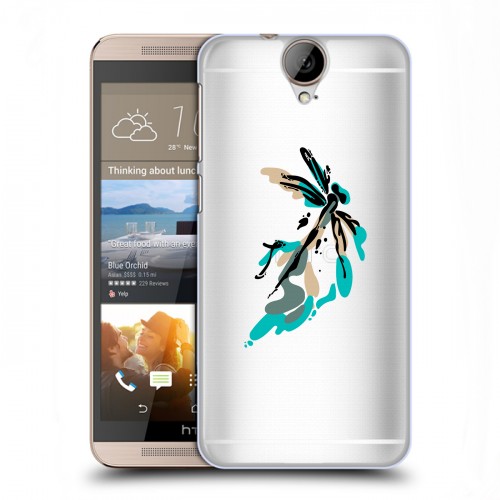 Полупрозрачный дизайнерский пластиковый чехол для HTC One E9+ Прозрачные цветочки