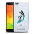 Полупрозрачный дизайнерский пластиковый чехол для Xiaomi Mi4i Прозрачные цветочки