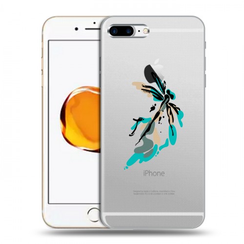 Полупрозрачный дизайнерский силиконовый чехол для Iphone 7 Plus / 8 Plus Прозрачные цветочки