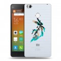 Полупрозрачный дизайнерский пластиковый чехол для Xiaomi Mi4S Прозрачные цветочки