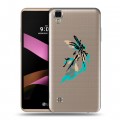 Полупрозрачный дизайнерский пластиковый чехол для LG X Style Прозрачные цветочки