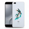 Полупрозрачный дизайнерский пластиковый чехол для Xiaomi Mi5C Прозрачные цветочки