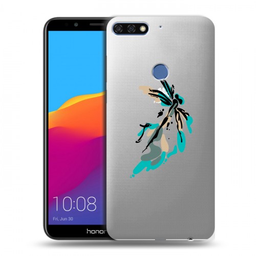 Полупрозрачный дизайнерский пластиковый чехол для Huawei Honor 7C Pro Прозрачные цветочки