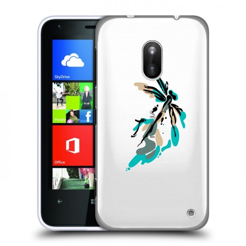 Полупрозрачный дизайнерский пластиковый чехол для Nokia Lumia 620 Прозрачные цветочки