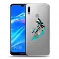 Полупрозрачный дизайнерский пластиковый чехол для Huawei Y6 (2019) Прозрачные цветочки