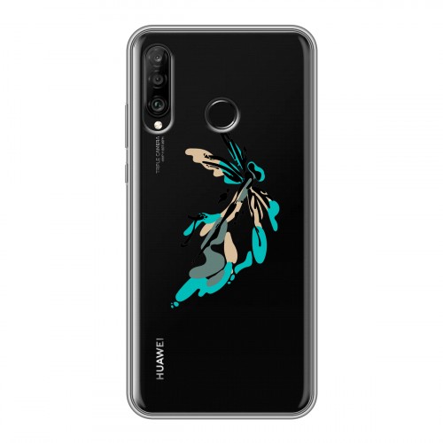 Полупрозрачный дизайнерский силиконовый чехол для Huawei P30 Lite Прозрачные цветочки