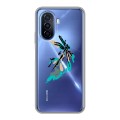 Полупрозрачный дизайнерский пластиковый чехол для Huawei Nova Y70 Прозрачные цветочки