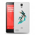 Полупрозрачный дизайнерский силиконовый чехол для Xiaomi RedMi Note Прозрачные цветочки