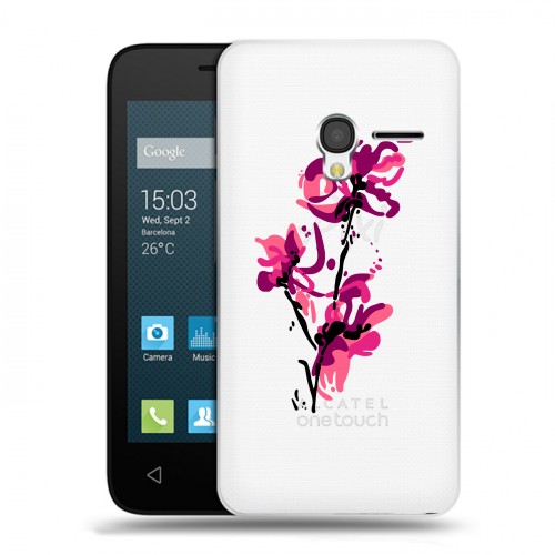 Полупрозрачный дизайнерский пластиковый чехол для Alcatel One Touch Pixi 3 (4.5) Прозрачные цветочки