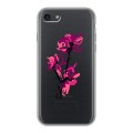 Полупрозрачный дизайнерский силиконовый чехол для Iphone 7 Прозрачные цветочки