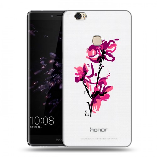 Полупрозрачный дизайнерский пластиковый чехол для Huawei Honor Note 8 Прозрачные цветочки