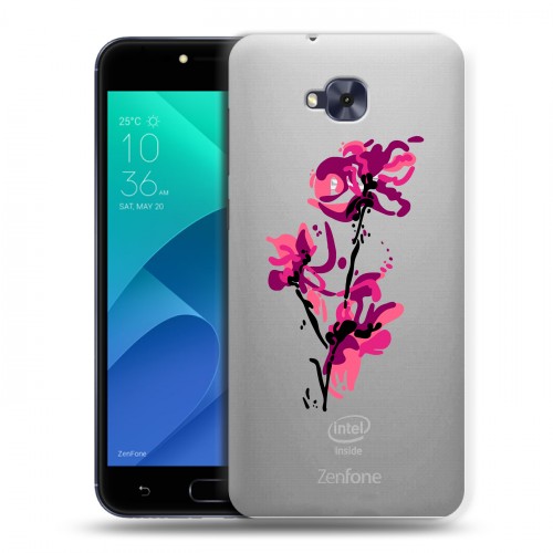 Полупрозрачный дизайнерский пластиковый чехол для ASUS ZenFone 4 Selfie Прозрачные цветочки