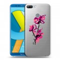 Полупрозрачный дизайнерский пластиковый чехол для Huawei Honor 9 Lite Прозрачные цветочки
