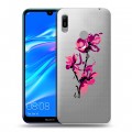 Полупрозрачный дизайнерский пластиковый чехол для Huawei Y6 (2019) Прозрачные цветочки