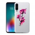 Полупрозрачный дизайнерский силиконовый чехол для Meizu 16T Прозрачные цветочки