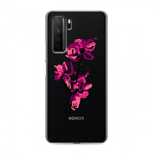 Полупрозрачный дизайнерский силиконовый с усиленными углами чехол для Huawei Honor 30S Прозрачные цветочки
