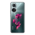 Полупрозрачный дизайнерский пластиковый чехол для Huawei Honor 50 Прозрачные цветочки