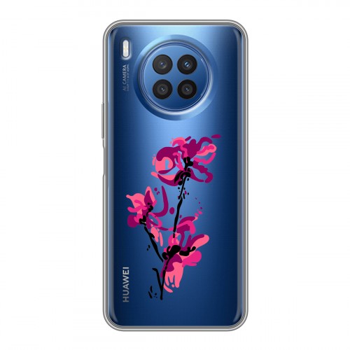 Полупрозрачный дизайнерский силиконовый чехол для Huawei Nova 8i Прозрачные цветочки
