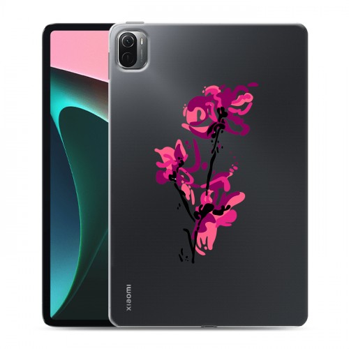 Полупрозрачный дизайнерский силиконовый чехол для Xiaomi Pad 5 Прозрачные цветочки