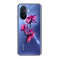 Полупрозрачный дизайнерский пластиковый чехол для Huawei Nova Y70 Прозрачные цветочки