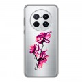 Полупрозрачный дизайнерский силиконовый чехол для Huawei Mate 50 Pro Прозрачные цветочки