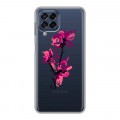 Полупрозрачный дизайнерский пластиковый чехол для Samsung Galaxy M53 5G Прозрачные цветочки