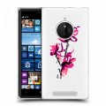 Полупрозрачный дизайнерский пластиковый чехол для Nokia Lumia 830 Прозрачные цветочки