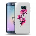 Полупрозрачный дизайнерский пластиковый чехол для Samsung Galaxy S6 Edge Прозрачные цветочки