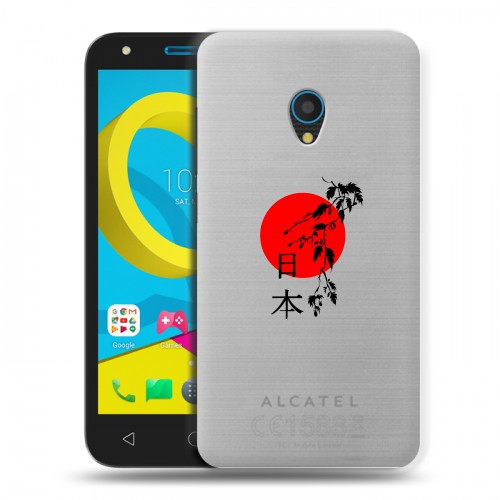 Полупрозрачный дизайнерский пластиковый чехол для Alcatel U5 Прозрачные иероглифы