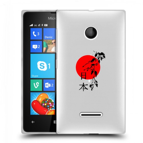 Полупрозрачный дизайнерский пластиковый чехол для Microsoft Lumia 435 Прозрачные иероглифы