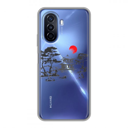 Полупрозрачный дизайнерский пластиковый чехол для Huawei Nova Y70 Прозрачная япония