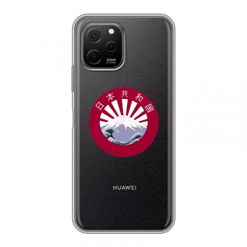 Полупрозрачный дизайнерский силиконовый с усиленными углами чехол для Huawei Nova Y61 Прозрачная япония