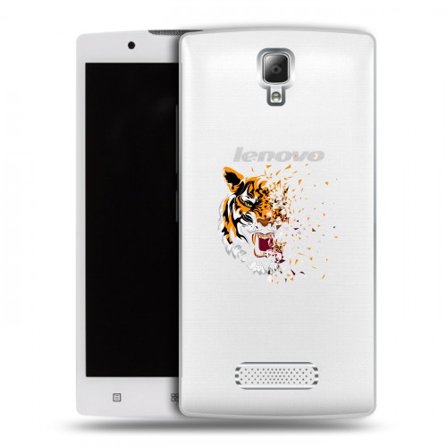 Полупрозрачный дизайнерский пластиковый чехол для Lenovo A2010 Прозрачные тигры