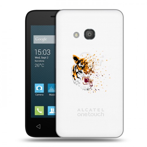 Полупрозрачный дизайнерский пластиковый чехол для Alcatel One Touch Pixi 4 (4) Прозрачные тигры