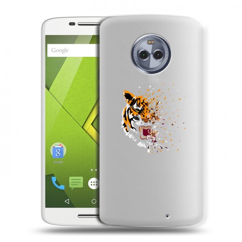 Полупрозрачный дизайнерский пластиковый чехол для Motorola Moto X4 Прозрачные тигры