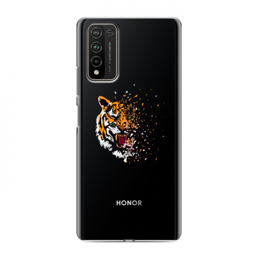 Полупрозрачный дизайнерский пластиковый чехол для Huawei Honor 10X Lite Прозрачные тигры