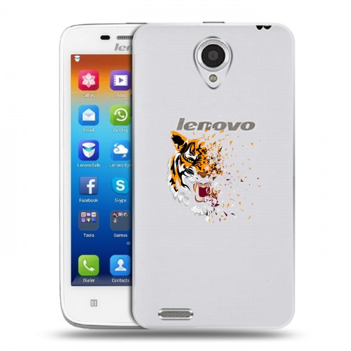 Полупрозрачный дизайнерский пластиковый чехол для Lenovo S650 Ideaphone Прозрачные тигры